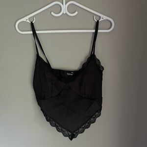 Lace and silk tank